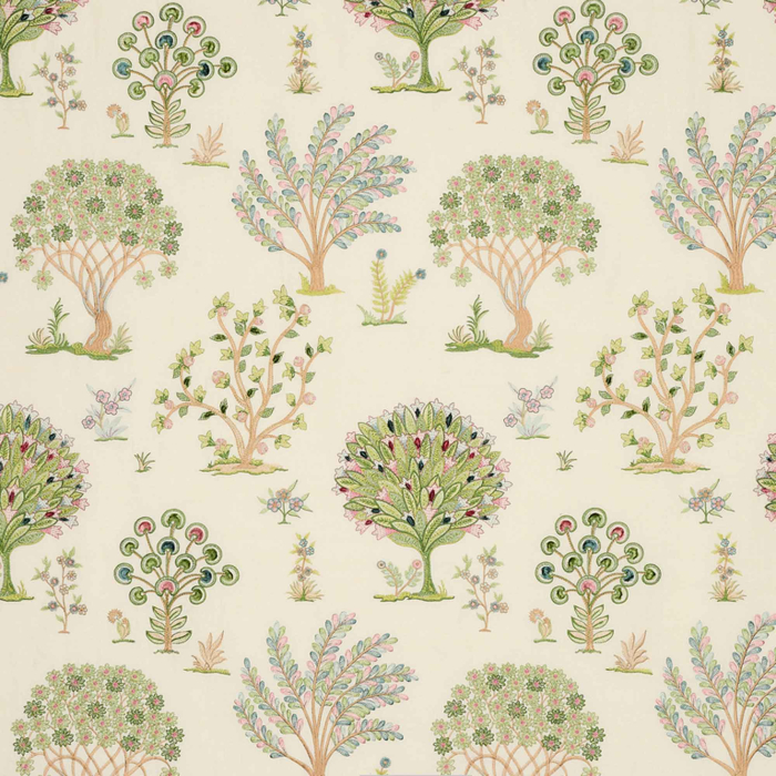 Fantasia bestickte Leinenmeterware von Jane Churchill in Pink/Green